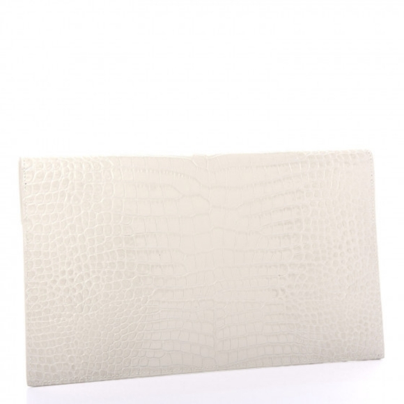 VERY RARE!! SAINT LAURENT YSL Crocodile Embossed Calfskin Uptown Monogram Clutch - Picture 6 of 16